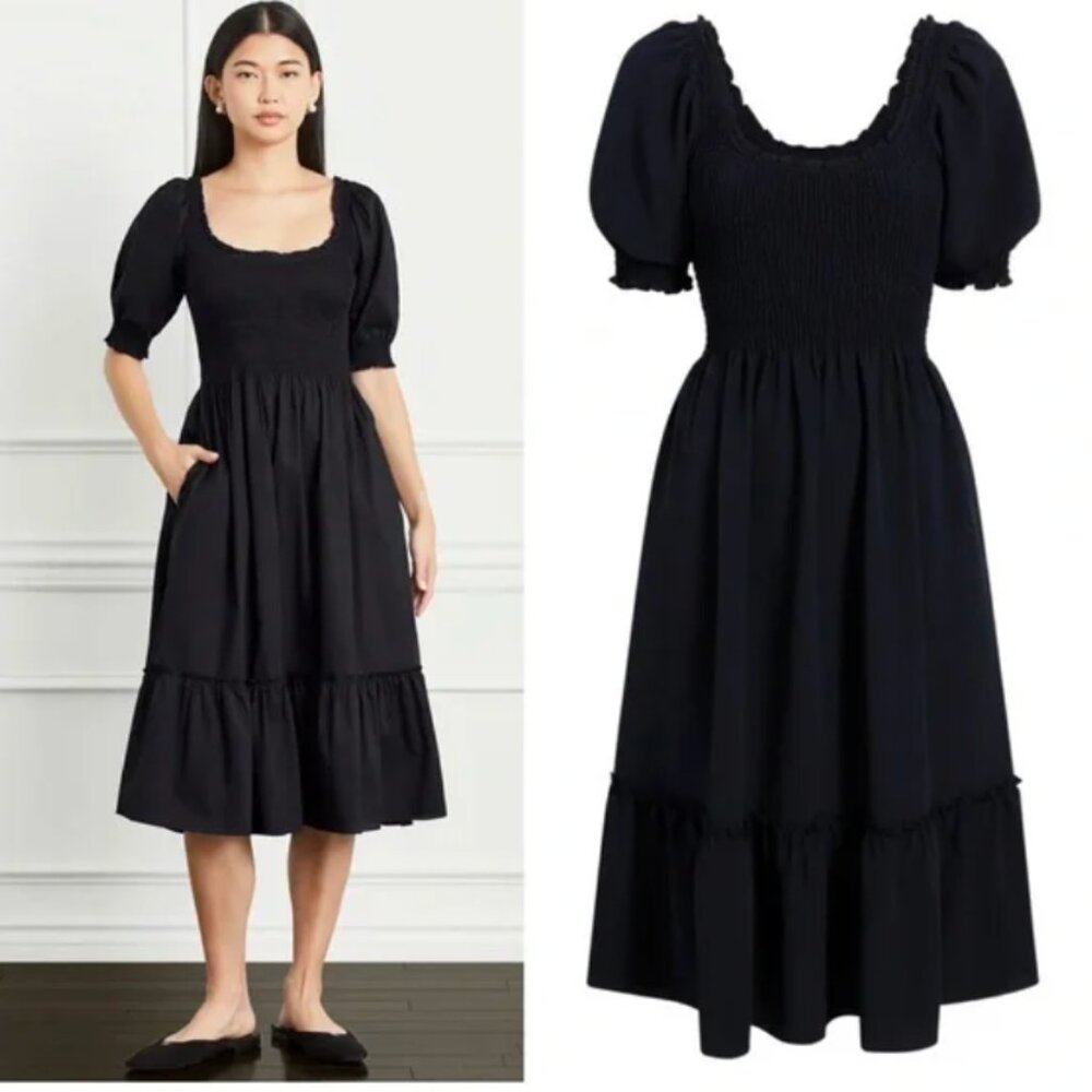 The Louisa Nap Dress - Classic Black Cotton - Size Small - Hill House